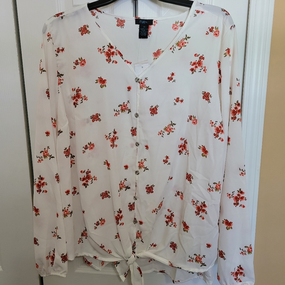 Rue21 White Floral Blouse 2x